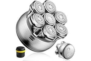 Singphere 7D Glatzen Rasierer Herren, Wiederaufladbarer Kabelloser Skull Shaver, Nass- und Trocken Glatzenrasierer, Elektrischer Rasierer mit Flexiblem Kopf und Magnetischem Klingenkopf