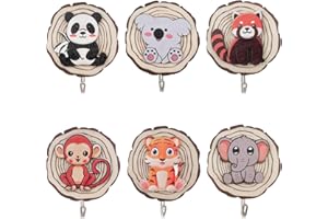 YunBey 6 Pièces Crochet Adhésif Mural Patere Murale Adhesive Animaux Mignons Porte Manteau Enfant pour Salle de Bain Salon Cuisine Chambre d'Enfants