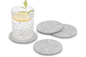 FILU Filzuntersetzer rund 8er Pack (Farbe wählbar) hellgrau - Untersetzer aus Filz für Tisch und Bar als Glasuntersetzer/Getränkeuntersetzer für Glas und Gläser ? grau