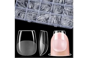 Gelike ec Unghie Finte in Gel Corto, Punte Trasparenti a Copertura Completa Punte per Unghie in Gel XXS Ballerina Corta 240 Pezzi 12 Taglie, per Saloni di Manicure Professionali, Principianti