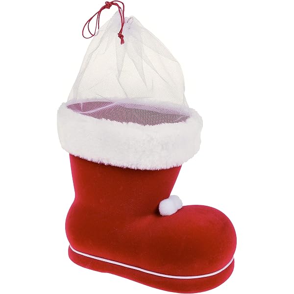 Idena Nikolausstiefel Lady – Roter Deko-Stiefel Mit Weißer Beflockung, Ca. 10,5x5x16 Cm, Mit Netz