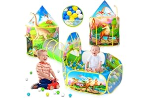 WILWOLFER Tente Enfants - Tente de Jeu+Tunnel Enfant+Piscine à balles Pliable 3-en-1 - Grande Aire de Jeux de Jardin pour garçons Filles Bebe - Pop Up Enfant Intérieur Extérieur