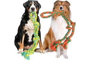 GASAPET Tough Dog Rope Toys for Large and Medium Aggressive Chewers, 2 Nearly Indestructible Dog Chew Toys, Tough Dog Toy Rope for Large Breed, 100% Natural Cotton for Teeth Cleaning, Tug of War Dog Toy