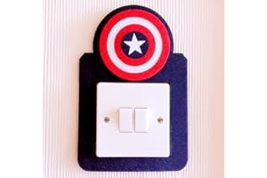 London Golden Swan 3D Superheroes Light Switch Wall Stickers, Batman, Marvel Avengers, Iron Man, Captain of America, Hulk, Thor, Felt! Kids Boys Girls Room Nursery (Captain America)
