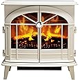 Dimplex Fullerton Optiflame Electric Stove, Large Light Grey Freestanding Electric Fireplace with LED Flame Effect, 2 kW Adjustable Heater, Artificial Log or Coal Fuel Beds and Remote Control