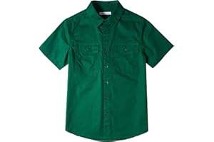 Tronjori Jungen Kurzarmhemd Kurzärmliges Hemd Einfarbig Freizeithemden Baumwolle Mit Zwei Taschen für 5-14Jahre Kinder
