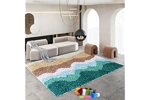 RXIBEFUW Teppich Knüpfen Set Erwachsene mit Häkelnadel - Knüpfteppich Zum Selber Knüpfen - 61 x 87 cm Farbe Bedruckter Leinwand Knüpfset - Großer Latch Hook Kit Teppich Machen Handwerk Home - Kreuzstich-Set