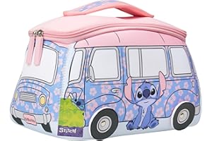 Get Trend Disney Stitch Bolsa Aseo con 2 Compartimentos, Neceser de Viaje Mujer y Chica Adolescente para Viaje, Maquillaje, Regalo Original (Azul Stitch)