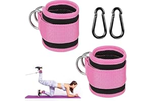 MUYAPAY Sangle Cheville Musculation Poulie 2Pcs Sangle de Cheville Réglable Gymnastique Sangle Cheville Poulie Musculation Attache de Cheville pour Entraînement de Musculation,pour Sport, Fitness（Rose）