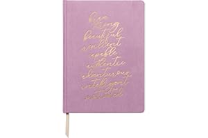 DesignWorks Ink Affirmations JD80-2028 Wildleder-Notizbuch mit Stoffeinband, goldene Akzente, linierte Seiten, Lesebandmarker für Arbeit, Schreiben, Tagebuch