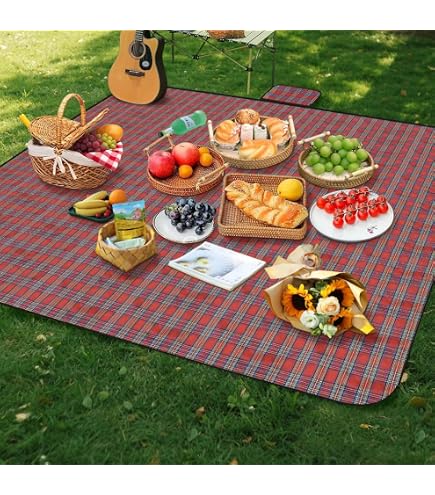 Suwang Couverture Pique-Nique 200x200cm - Nappe Étanchée Portable Avec Poignée Pour Extérieur
