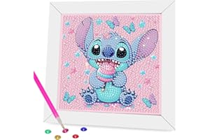 HECTICCORE 5D Stitch Diamond Painting Kinder mit rahmen, DIY stitch Diamond Painting Set,Malen Nach Zahlen Diamant Painting Mädchen Erwachsene,Bilder Arts Craft für Home Wand Decor Cartoon Mosaikherstellung
