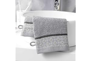 1001KDO POUR LA MAISON Lot de 2 Gants de Toilette Art-Chic Beline Gris