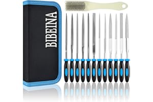 GLOSKIN 13 Stück Feilen Set, Nadelfeilen, Schlüsselfeilen, Diamantfeilen Metallfeile mit Bürste und Aufbewahrungstasche Mini Feilenset für Holz-, Metall-, Speckstein-, Werkstatt- und Heimwerkerarbeiten
