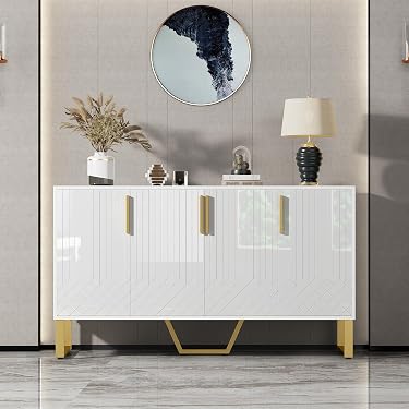 Armadietto Cucina Con Sensore LED 120x60x40 Cm – 2 Ante, Ripiani Regolabili E Porta-oggetti, Bianco Moderno