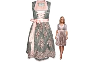 HOFGLANZ Elegantes Dirndl Damen in Grau & Rosa - Traditionelles Trachtenkleid mit Modernem Flair - Größen 30-52