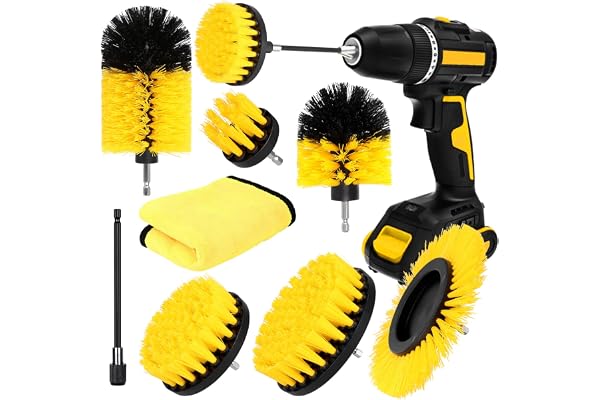 Kit de nettoyage Power Scrubber - Embouts de brosse pour perceuse x8 - Jantes, carrelage, cuisine, sol, baignoire - Bleu