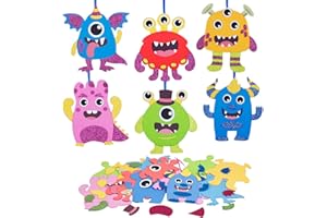 DKINY Set di 12 mostri per bambini, mostri, mix e match, arte e artigianato, Halloween, kit creativi per il fai da te e la decorazione, artigianato creativo per ragazzi, ragazze, Halloween, carnevale,