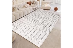 Leesentec Tappeto Soggiorno Tappeto Salotto Moderno Tappeti Pelo Corto per Camera da Letto Geometrico Tappeti Salotto Tappeto Antiscivolo beige (Beige/avorio, 80 * 120cm)