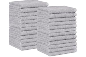 ‎AMAZON BASICS Amazonbasics Zestaw Ręczników, Bawełna, Szary, 24 sztuki