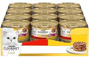 GOURMET Gold Intrecci - Cibo Umido Gatto Adulto, Bocconcini con Manzo e Pollo. 24 Lattine da 85 g