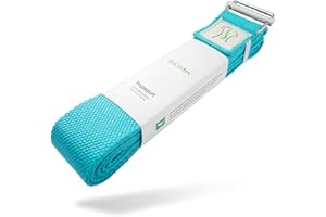 BACKLAxx ® Cintura yoga 100% cotone per principianti ed esperti – Fascia per stretching con chiusura in metallo [250 x 3,8 cm] – Cinghie yoga Fascia stretching Cinghie per yoga Yoga straps