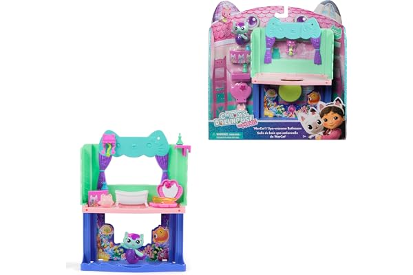 Gabby et la Maison Magique Le Film - Gabby Dollhouse - Salle De Bain Marine - Double Espace De Jeu - 1 Figurine Et 7 Accessoires - Dessin Animé Pièce pour Maison De Poupée - Jouet Enfant 3 Ans Et +