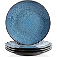 vancasso Bubble Stoneware 4-Piece Dinner Plate Set, Reactive Glaze Blue 10.7in Salad/Fruit/Snack/Big Plate, Ceramic Crockery in Vintage Look. (27.3x27.3x3.3cm)