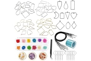 Allazone 37 PCS Pendentifs Cadre Pendentifs 9 Style Fleurs Chats Papillons Pendentifs Cadre Pendentifs à Lunette Ouverte avec Cadres à Lunette Creuse pour Moulage de Résine, Colliers
