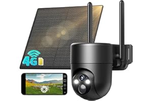 SEHMUA 4G LTE Cámara de Vigilancia Exterior con Panel Solar, PTZ 355°/90°, 2K Camara con Tarjeta SIM, Detección Humana PIR, Visión Nocturna, IP66 Impermeable, Audio Bidireccional