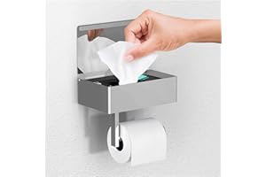 ‎DAY MOON DESIGNS Day Moon™ Toilettenpapierhalter Chrom, Feuchtes Toilettenpapier Box - Toilettenpapierhalter Mit Feuchttücherbox, Toilettenpapierhalter Mit Ablage - Toilettenpapierhalter Edelstahl