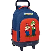Safta SUPER MARIO MAMMA MIA &ndash; Large Backpack with Wheels, Compact, Removable, Ideal for Children of Different Ages, Comfortab