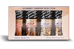 Silk Route Spice Company Gourmet Grinder Gift Set x4 Mini Grinders (Himalayan, Chili Lover, Garlic Lover and Everyday Seasoning)
