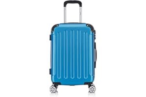 Flexot® Flex-2045 Handgepäck Kabinentrolley Koffer (16 Farben zur Auswahl) Zwillingsrollen Reisekoffer Bordcase Koffer Trolley Hartschale (M, Brillant-Blau)