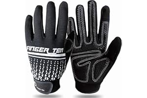 FINGER TEN Workout Gloves Full Finger Men Women Touchscreen Gel Padded Anti-Slip for Cycling Fitness Gym Weight Lifting Fishing Driving, Exercise Training Gloves Strength Full Palm Protection