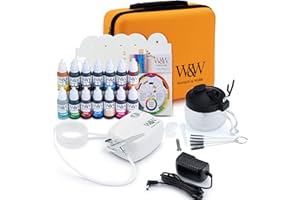 Watson & Webb Maker Selection - 29pcs Cake Airbrush Decorating Kit - Inc Professional Mains Powered Spray Gun, 13 Matte Colors, Stencils, Case, Spraytidy, Tools - for Food, Cakes, Cookies & Baking
