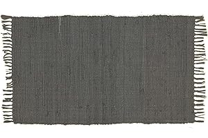 EXMA Alfombra Jarapa Gris, Estilo Hindu, Alfombra 100% Algodon, Alfombra de Colores con Flecos, Medida 50x80 [7351202-2]