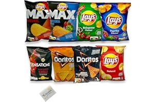 BENEFUX. Lay’s + Doritos Chips Probierpaket 24 kleine Mini-Beutel (8 verschiedene Sorten) - 976g Gesamtgewicht perfekt zur Erstellung eines eigenen Adventskalenders