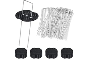 Lociban Picchetti Giardino, 50 Picchetti Telo Pacciamatura e 50 Rondelle, Acciaio Zincato, 150mmx40mm Ø2.5mm