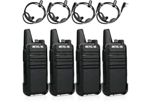 Retevis RT622 Walkie Talkie, PMR446 Licenza-libera, Mini Ricetrasmittente Professionale, VOX, Portatile Walkie Talkie Ricaricabili con Auricolare per Scuola, Ristoranti (Nero, 2 Paia)