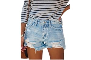 JMITHA Short en Jean Femme Taille Haute Short D'éTé en Denim Extensible Short en Jean Taille Haute Jeans D'été Déchiré Mode Vintage Shorts et Bermudas Femme