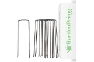 GardenPrime 200x Clavijas de Jardín Galvanizadas para Sujeción de Malla Antihierbas, Tela Negra de Jardín, Tela de Fieltro, Césped Artificial (Largo 100 mm, Acero Galvanizado, Protección Antióxido)