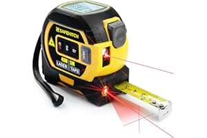 SAFEHITCH - 3 In One Tape Measure - Laser measure - Vertical Cross Line - Digital Laser Distance Meters - LCD Display - 40M Laser Measure - 5M Tape Measure