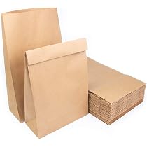 Sacs Papier Kraft 100 Units - 36L Avec Anses Plates | Marron écru Solide | Biodégradable Et Alimentaire