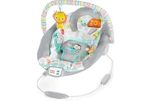 Bright Starts Wygodne siedzisko dla niemowląt, kojące wibracje, muzyka, zdejmowany, 0-6 miesięcy do 9 kg (kapryśny dziki)