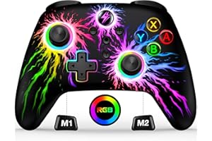 HELLCOOL Mando Pro para Nintendo Switch/Lite/OLED,Mando Inalámbrico con Luz RGB, Función Programable/Turbo/Despertar, Control Preciso, Vibración Doble Motor - Switch Controller con PC/Android/iOS