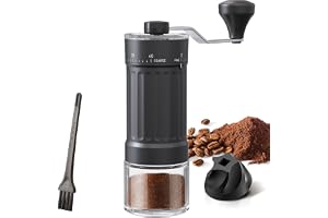 KharWette Portable Coffee Grinder Conical Burr for Espresso French Press Pour Over Double Bearing Internal Adjustment Capacity 25g… (External Adjustment Ceramic Burrs)