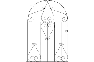 GENERIC Classic Scroll Low Bow Top Metal Garden Gate Galvanised Wrought Iron Style Swing Gate (914mm Gap x 1219mm High CLBZP52)