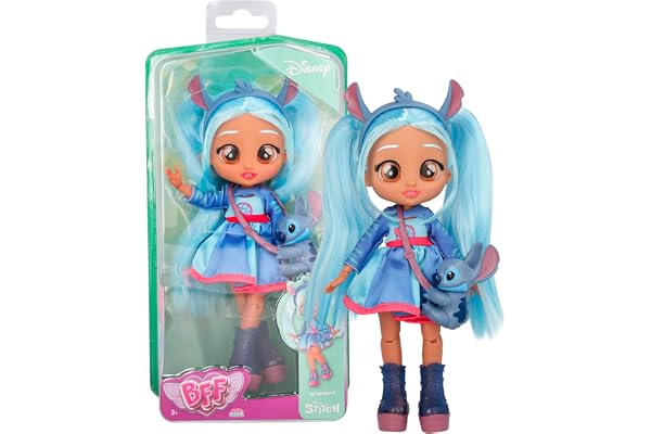 BFF by Cry Babies Disney Stitch, Poupée BFF Habillée à l'style de Stitch, Jouet Cadeau pour Filles et Garçons de 3 Ans et Plus