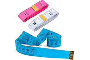 OAKIYA Double Sided Body Measuring Tape - Pack of 3 Premium Flexible Fabric Tape For Body Measurements, Tailors, Waist, Clothes Measuring Tape - 60 Inch/150 Cm Sewing Tape Measure - Free Ebook